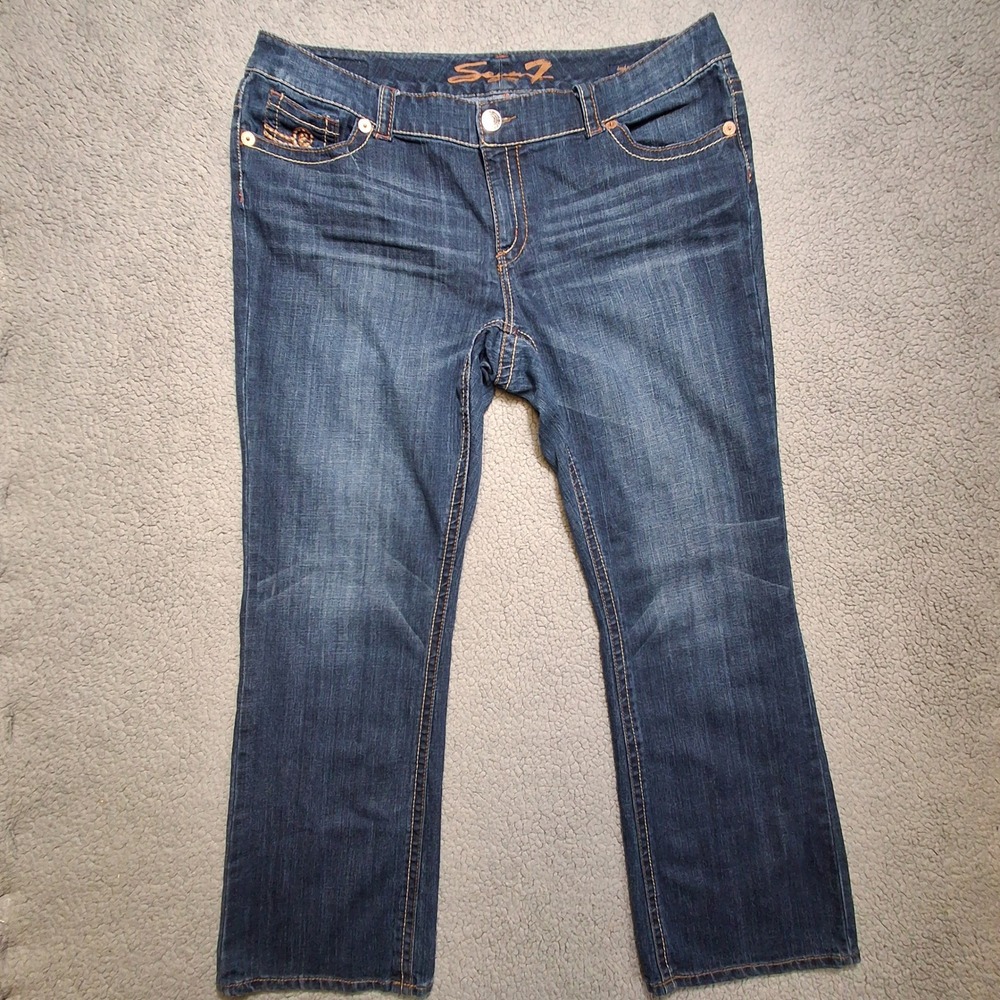 Seven7 Bootcut Jeans Women 18W (actual 42x30.5) Stretch Denim Contrast Stitching